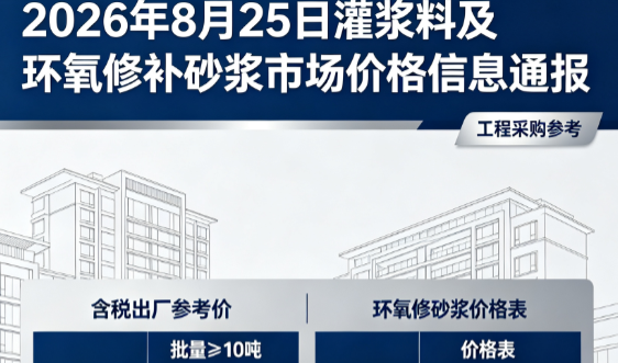 安远2026年8月25日灌浆料及环氧修补砂浆市场价格信息通报